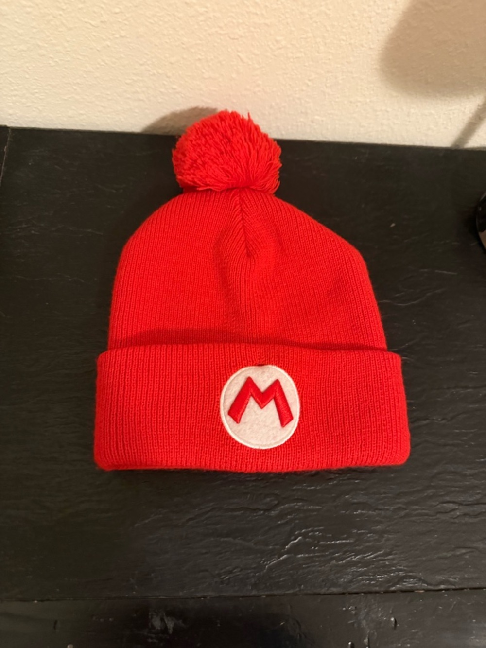 Nintendo Red Pom Beanie‎ with Mario M Patch - Kids
